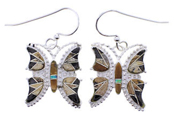 Sterling Silver Multicolor Butterfly Hook Dangle Earrings AW70640